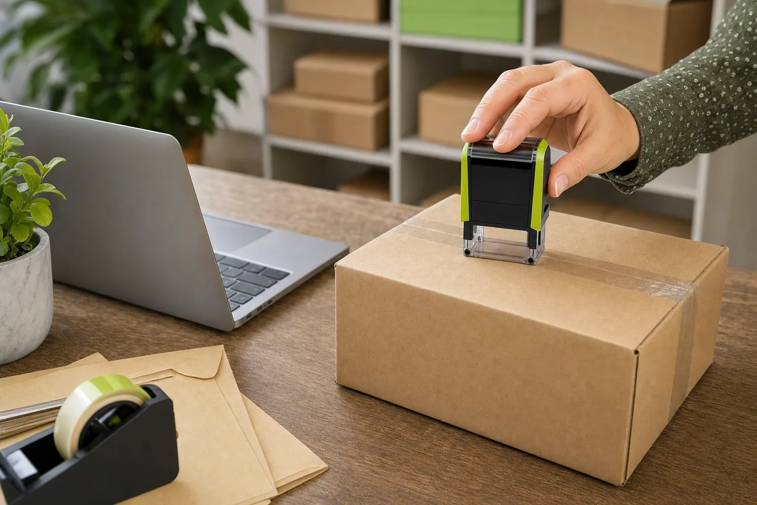 Business Address Stamp for Packaging