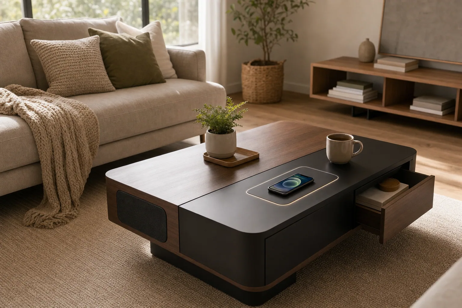 Smart Coffee Tables With Storage and Charging